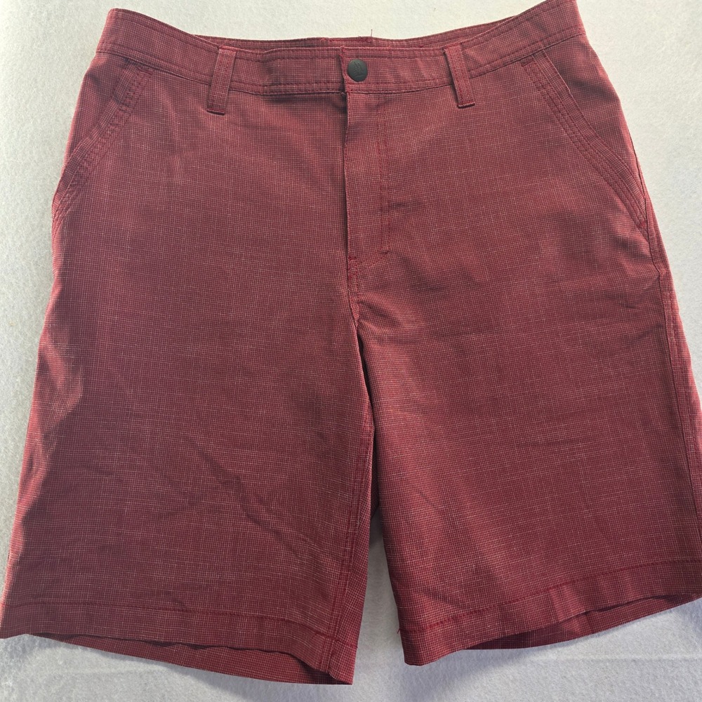 GH‎ Bass & Co Mens Burgundy Checkered Flat Front Shorts Size 34